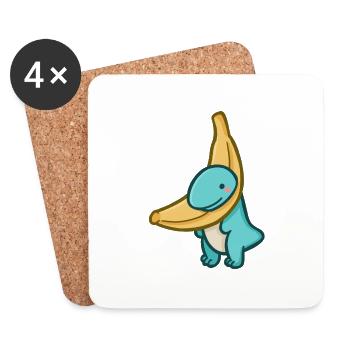 hugadino Banana Boi, Dino, mignon dinosaure - Dessous de verre (lot de 4) - blanc - Devant