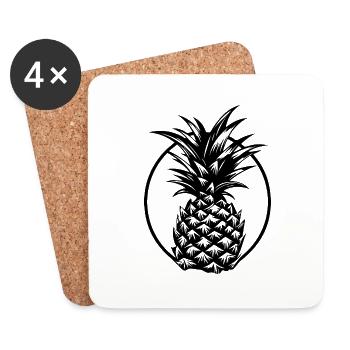 Ananas - Untersetzer (4er-Set) - Weiß - Vorne
