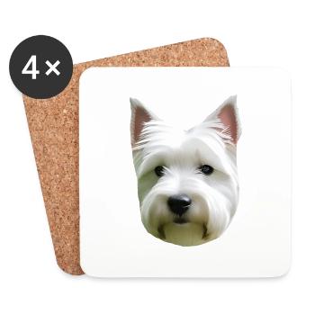 Hund - Untersetzer (4er-Set) - Weiß - Vorne