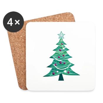 Weihnachten Geschenk Tannenbaum Weihnachtsbaum - Untersetzer (4er-Set) - Weiß - Vorne