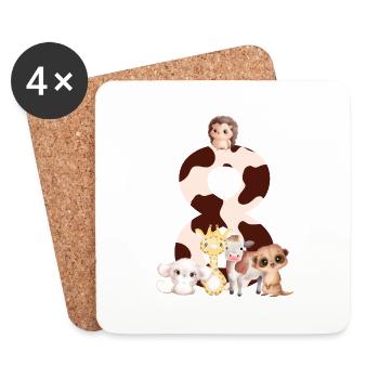 8th anniversary - eighth anniversary animals - Coasters (set of 4) - white - Front