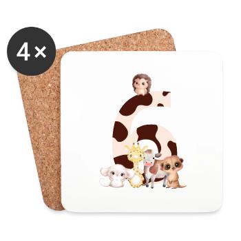 6th Anniversary - Sixth Anniversary Animals - Coasters (set of 4) - white - Front