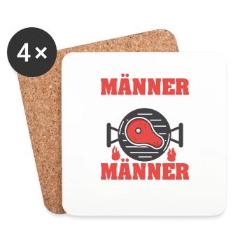 Männer kochen nicht - Männer grillen - Untersetzer (4er-Set) - Weiß - Vorne