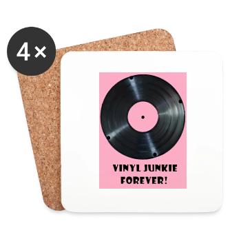 Vinyl Junkie forever - rosa - Untersetzer (4er-Set) - Weiß - Vorne