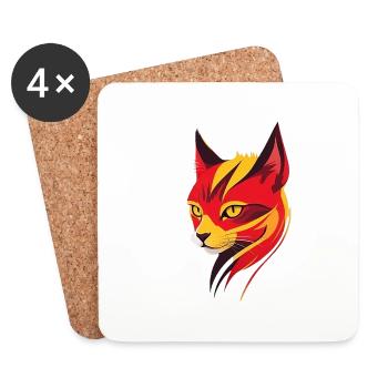 Chat - Dessous de verre (lot de 4) - blanc - Devant
