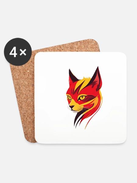 Katze - Untersetzer (4er-Set) - Weiß