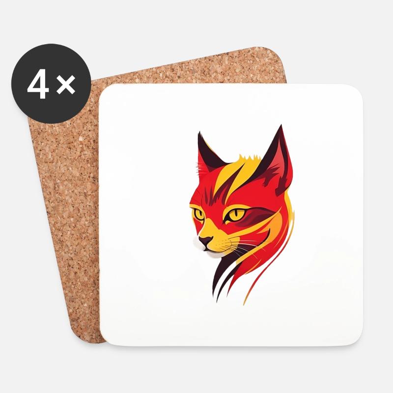 Katze - Untersetzer (4er-Set) - Weiß
