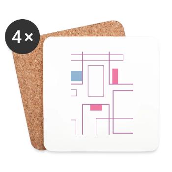 Carres roses minimaliste, fun et moderne - Dessous de verre (lot de 4) - blanc - Devant