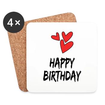 BIRTHDAY. HAPPY BIRTHDAY. HAPPY BIRTHDAY. - Coasters (set of 4) - white - Front
