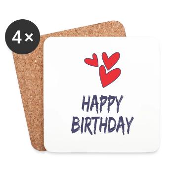 HAPPY BIRTHDAY. HAPPY BIRTHDAY. BIRTHDAY. - Coasters (set of 4) - white - Front
