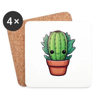 Cactus Kawaii - Coasters (set of 4) - white - Front