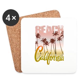Vintage Flowers beach California retro garden USA - Coasters (set of 4) - white - Front