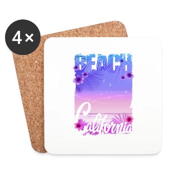 Vintage Flowers beach California retro garden USA - Coasters (set of 4) - white - Front