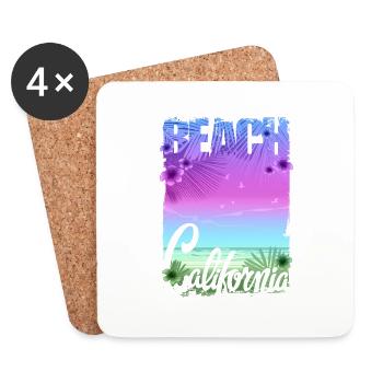 Vintage Flowers beach California retro garden USA - Coasters (set of 4) - white - Front