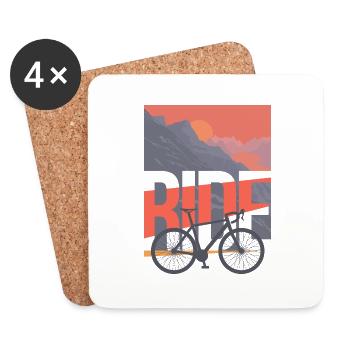 Cadeau unique pour passionné vélo gravel - Dessous de verre (lot de 4) - blanc - Devant