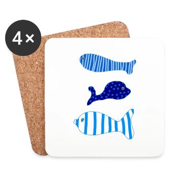 Drei Fische - Untersetzer (4er-Set) - Weiß - Vorne