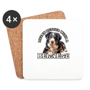 Bernese Mountain Dog - Coasters (set of 4) - white - Front