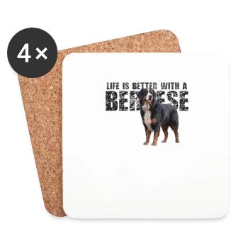 Bernese Mountain Dog - Coasters (set of 4) - white - Front