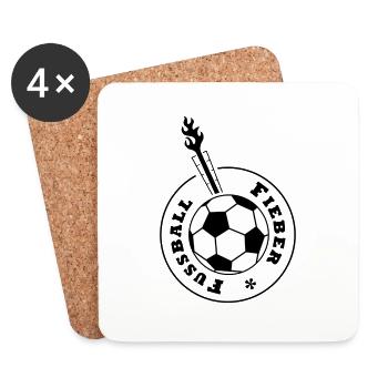 Fussball-Fieber (schwarz-weißer Ball) - Untersetzer (4er-Set) - Weiß - Vorne