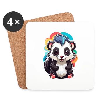 Skunk Cute Kid Color - Coasters (set of 4) - white - Front
