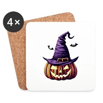 Halloween Cadeau Citrouille Costume Citrouille Costume - Dessous de verre (lot de 4) - blanc - Devant