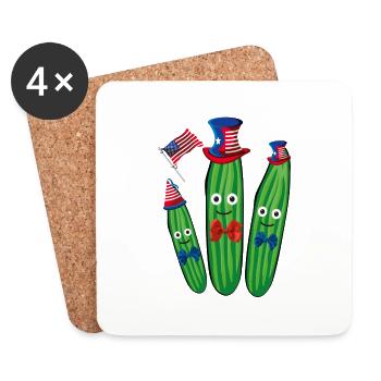 Concombres américains,Amérique, Concombre, États-Unis - Dessous de verre (lot de 4) - blanc - Devant