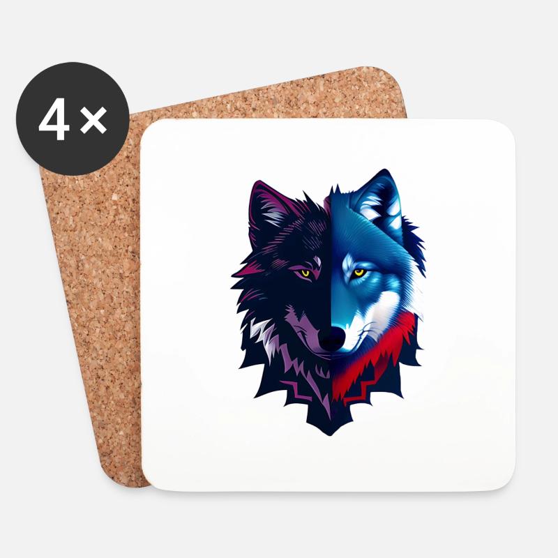 Wolf - Untersetzer (4er-Set) - Weiß