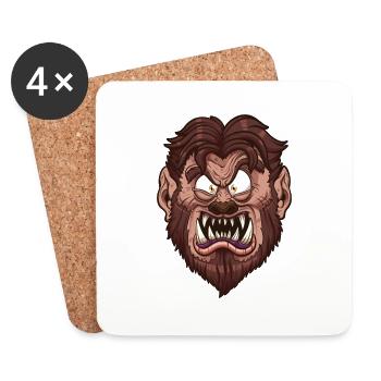 Visage de loup-garou - Dessous de verre (lot de 4) - blanc - Devant