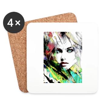 Graffiti, Frau, Malerei,model, Punk - Untersetzer (4er-Set) - Weiß - Vorne