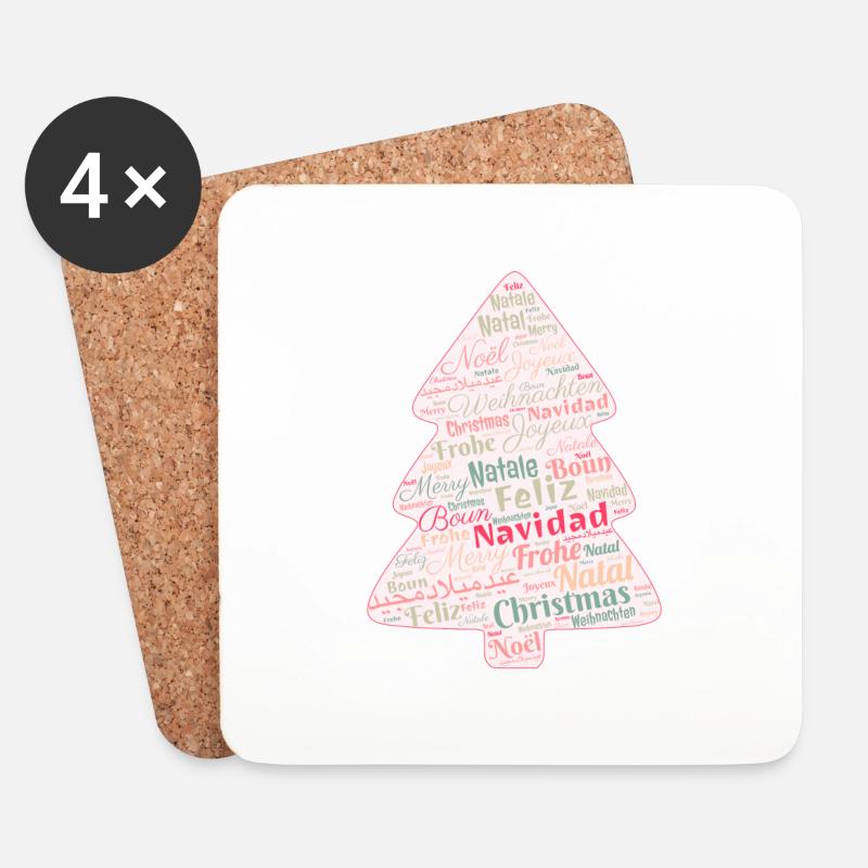 Weihnachten Geschenkidee - Untersetzer (4er-Set) - Weiß