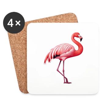 Flamant - Dessous de verre (lot de 4) - blanc - Devant