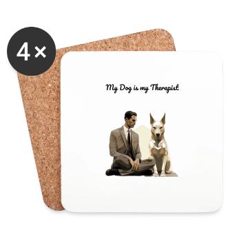 Minimalist German Shepert: "My Dog is My Therapist - Untersetzer (4er-Set) - Weiß - Vorne