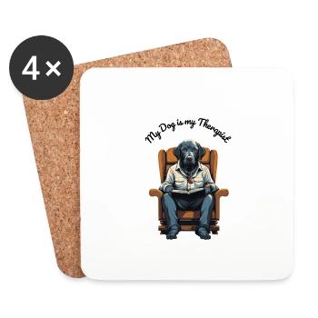 Black Labrador: "My Dog is My Therapist" - Untersetzer (4er-Set) - Weiß - Vorne