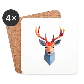 Reh Hirsch Kopf Low Poly Logo Design - Untersetzer (4er-Set) - Weiß - Vorne