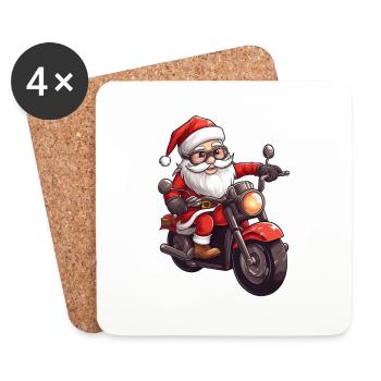Funny cartoon Santa Clause on motorcycle - Coasters (set of 4) - white - Front