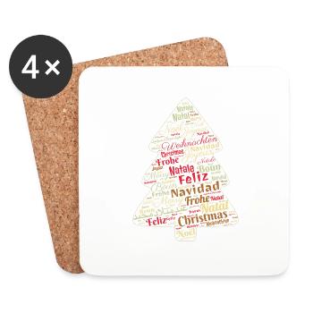 Idée cadeau de Noël - Dessous de verre (lot de 4) - blanc - Devant