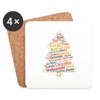 Idée cadeau de Noël - Dessous de verre (lot de 4) - blanc - Devant
