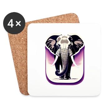 Elephant's Eternal Wisdom - Coasters (set of 4) - white - Front