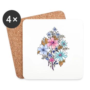 Fleur - Dessous de verre (lot de 4) - blanc - Devant