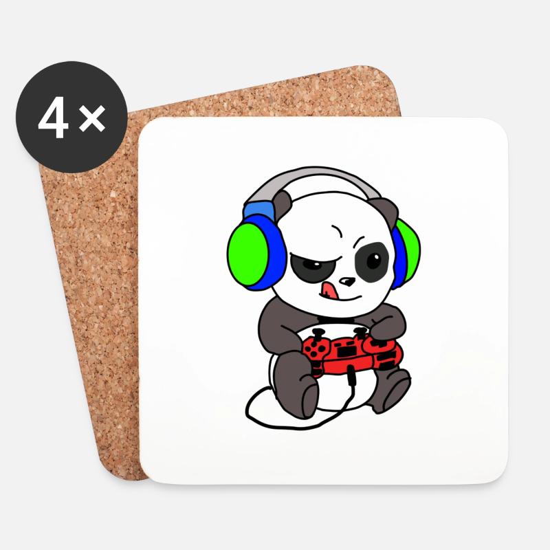 Panda Zockt, Panda bin am Zocken - Untersetzer (4er-Set) - Weiß
