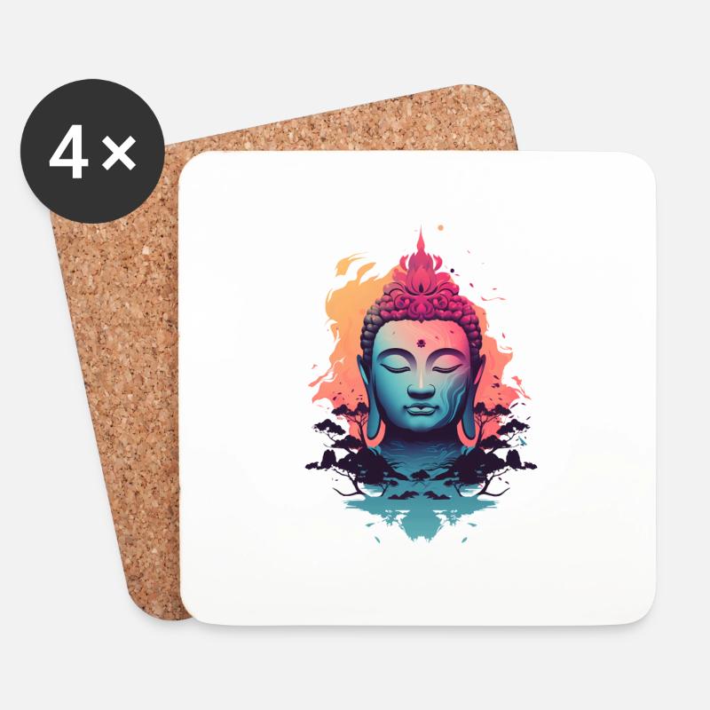 Buddha - Untersetzer (4er-Set) - Weiß