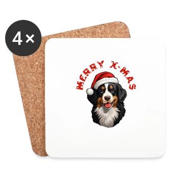 Bernese mountain dog xmas - Coasters (set of 4) - white - Front