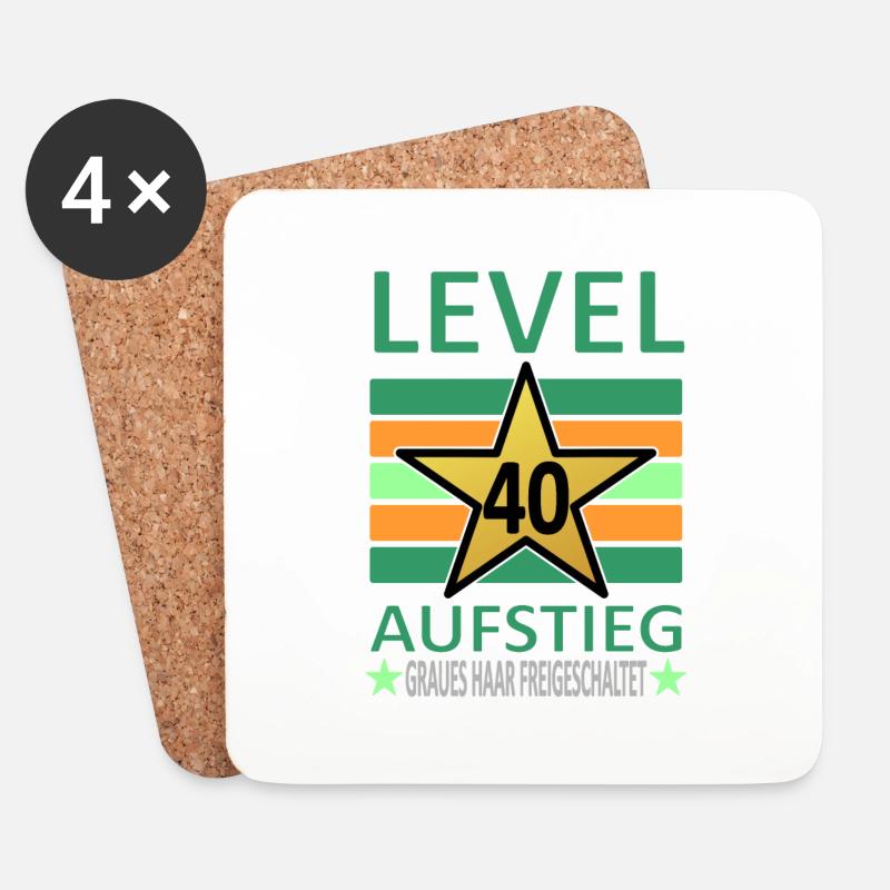 40 Jahre Geburtstag-Level 40-Graues Haar-lustig V1 - Untersetzer (4er-Set) - Weiß
