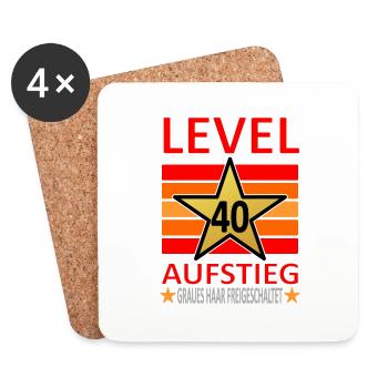 40 Jahre Geburtstag-Level 40-Graues Haar-lustig V2 - Untersetzer (4er-Set) - Weiß - Vorne
