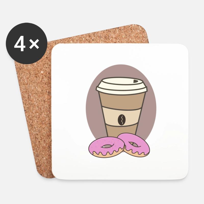 Kaffee Donut - Untersetzer (4er-Set) - Weiß