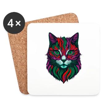 symmetrical cat | symetrical cat - Coasters (set of 4) - white - Front