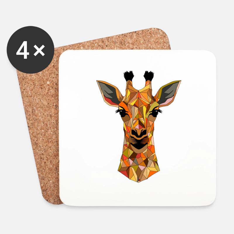 Lowpolygiraffe - Untersetzer (4er-Set) - Weiß