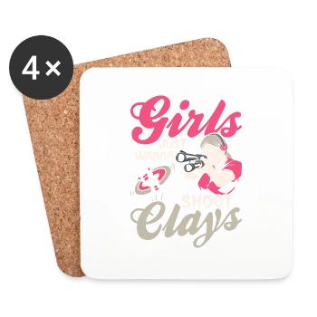 Girls Just Wanna Shoot Clays Trapshooting Skeet Sh - Untersetzer (4er-Set) - Weiß - Vorne