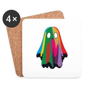 Fantôme mignon et coloré / Halloween - Dessous de verre (lot de 4) - blanc - Devant