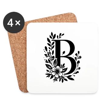 Buchstabe B Blume - Untersetzer (4er-Set) - Weiß - Vorne